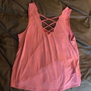 AE Scalloped neck lace up tank